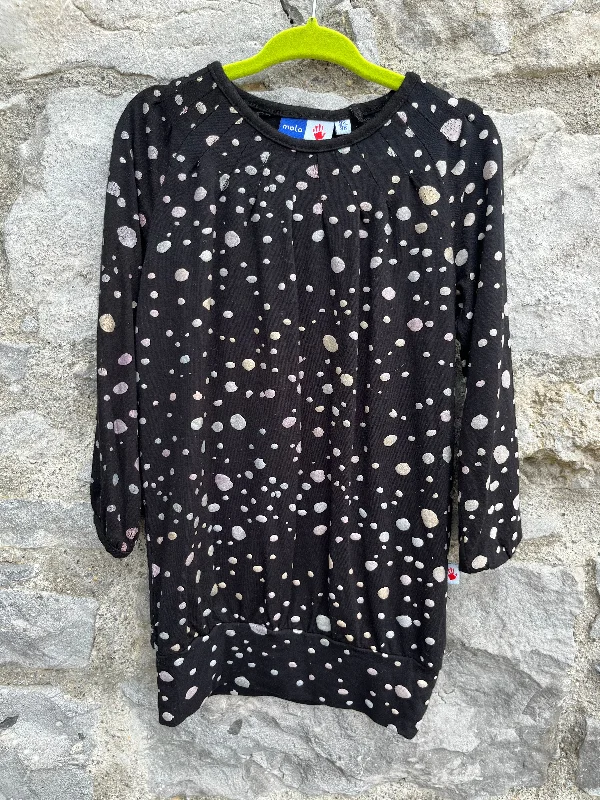 Women's T-shirt Dress-Spotty black tunic  2-3y (92-98cm)