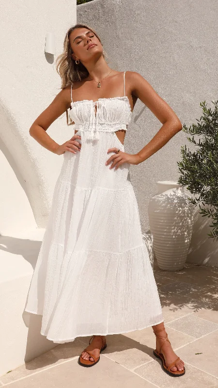 Women's Off-the-shoulder Midi Dress-Vella Midi Dress - White