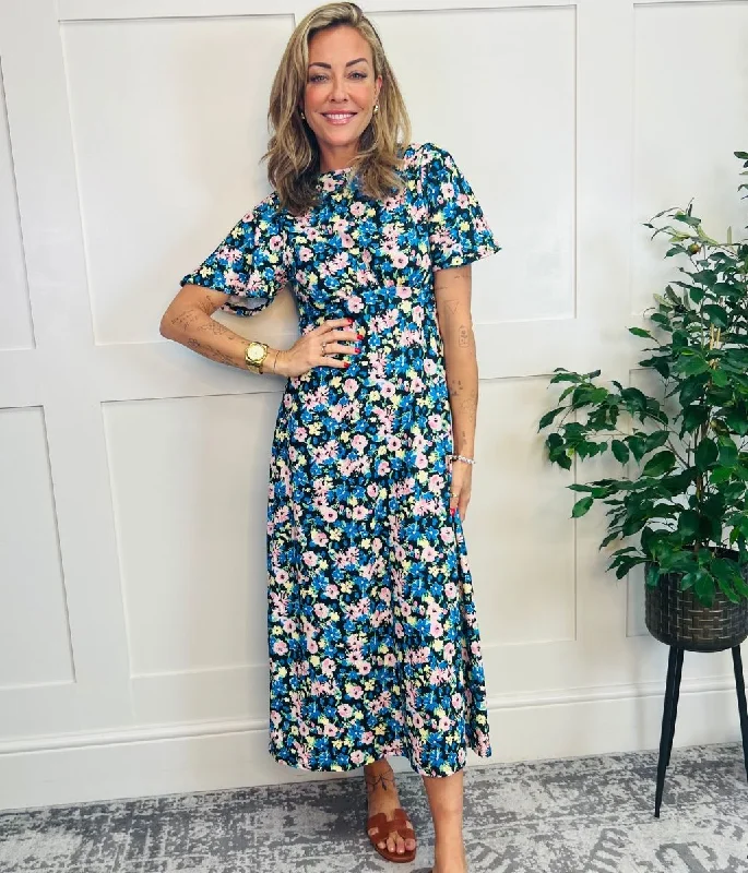 Women's Stylish Midi Dress-Vintage Floral Print Kate Midi Dress