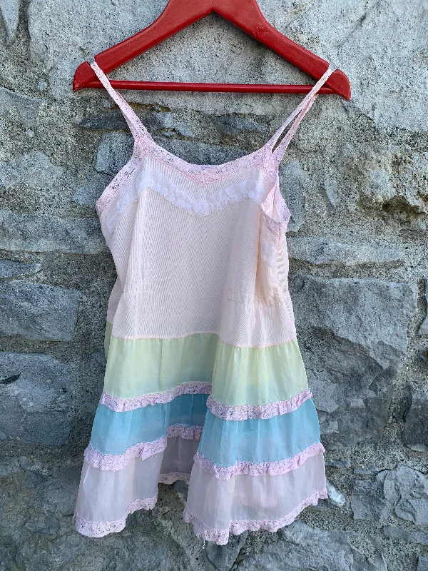 Backless Lace Slip Dress -Satin Slip Dress with Velvet Detail -Vintage slip   2-3y (92-98cm)
