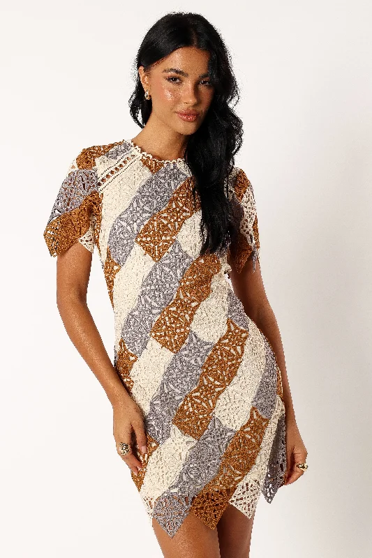 Women's Slim Fit Mini Dress-Waldorf Mini Dress - Multi