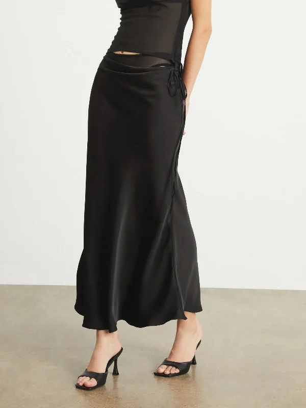 Women's Fit-and-flare Maxi Dress-BerryBetty - 2 In 1 Satin Maxi Skirt