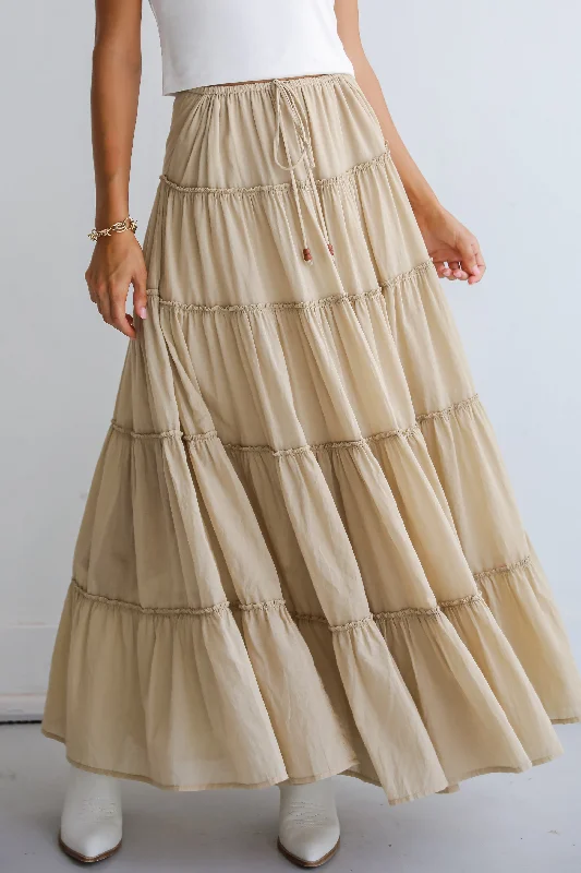 Women's Midi-length Maxi Dress-FINAL SALE - Adorable Lifestyle Tiered Maxi Skirt