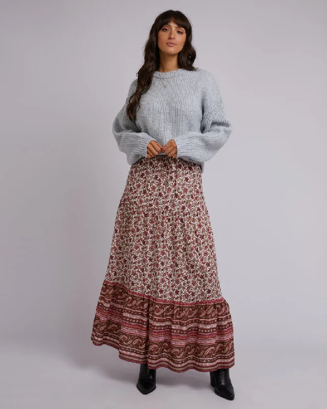 Women's Stretch Belted Maxi Dress-All About Eve Elle Floral Maxi Skirt