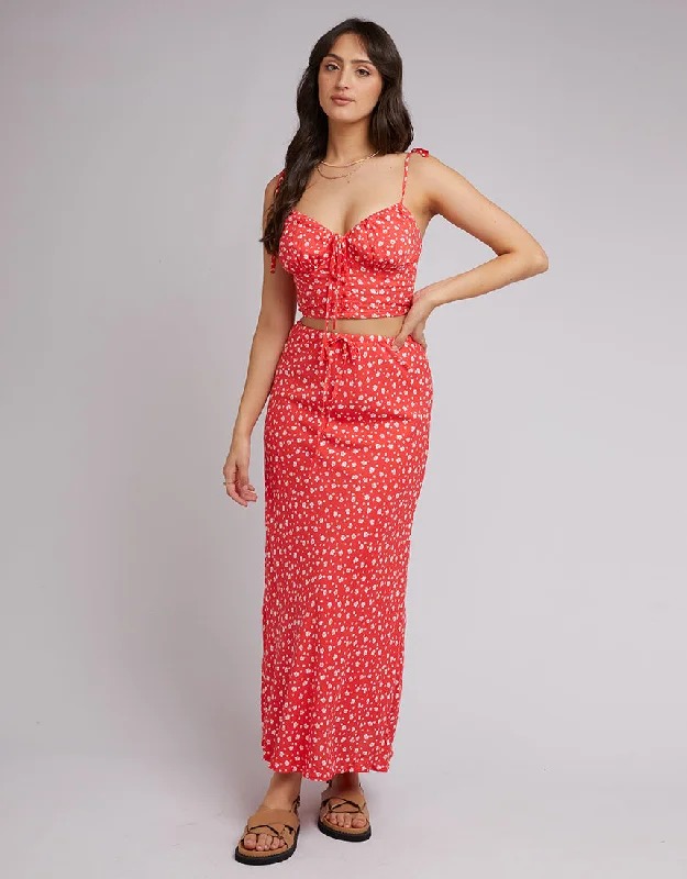 Women's Casual Long Sleeve Floral Maxi Dress-All About Eve Gigi Floral Maxi Skirt Red