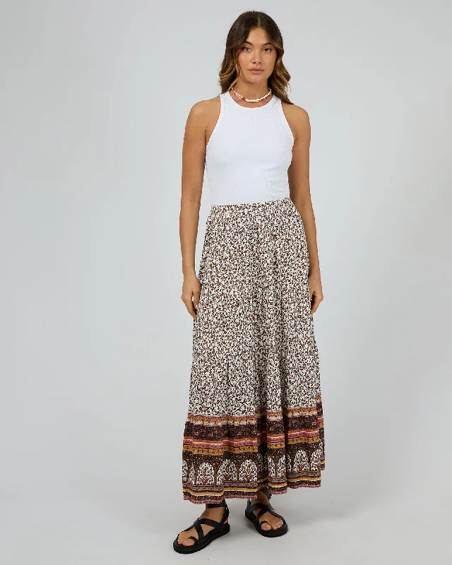 Women's V-neck Strappy Maxi Dress-All About Eve Honey Floral Maxi Skirt Print