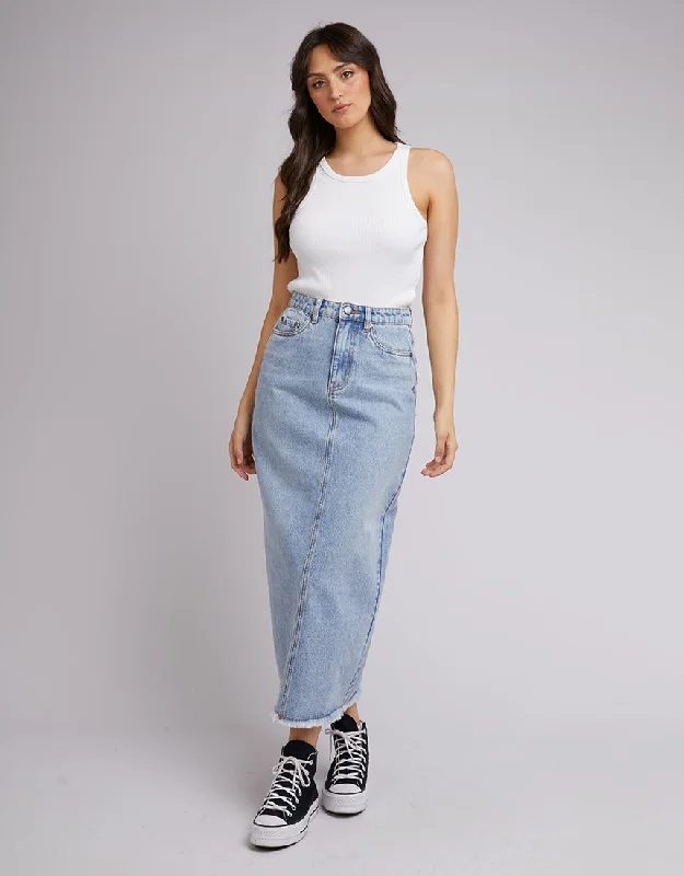 Women's Lightweight Maxi Dress-All About Eve Ray Maxi Skirt Denim