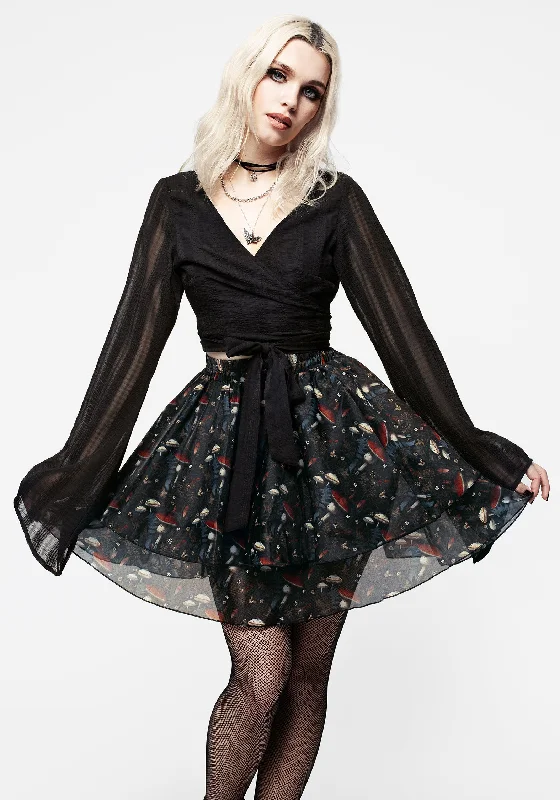 Women's Adjustable Strap Mini Dress-Amanita Organza Layered Mini Skirt