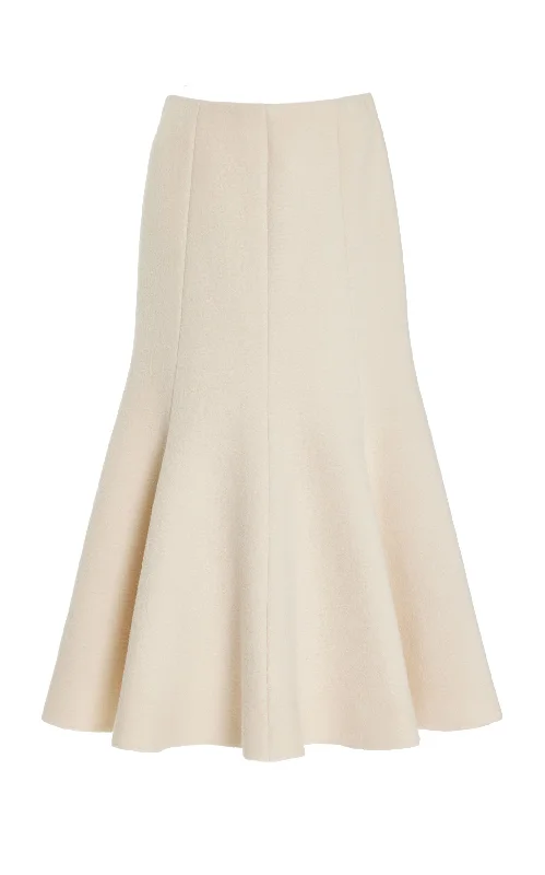 Women's Front Tie Midi Dress-Amy Midi Skirt in Ivory Double-Face Recycled Cashmere Felt Women's Front Tie Midi Dress-Amy Midi Skirt in Ivory Double-Face Recycled Cashmere Felt