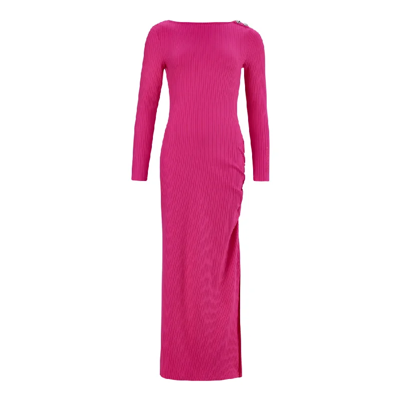 Bodycon Dress for Night Out -ARIELLA PINK BOATNECK MAXI BODYCON DRESS