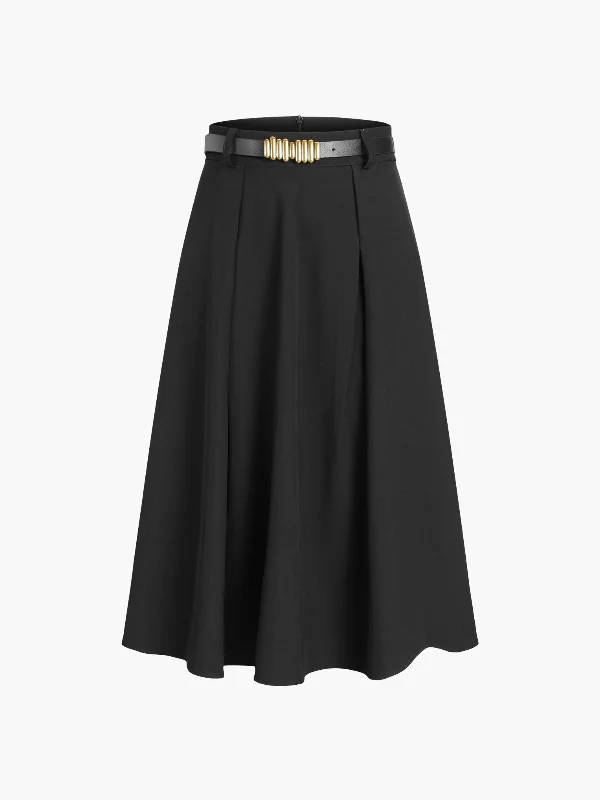 Women's Off-the-shoulder Maxi Dress-BerryBetty - Belted Maxi Flowy Skirt