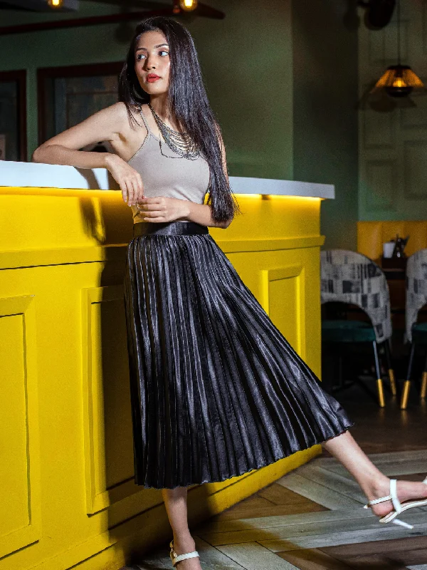 Women's High-low Midi Dress-Pleated Midi Skirt