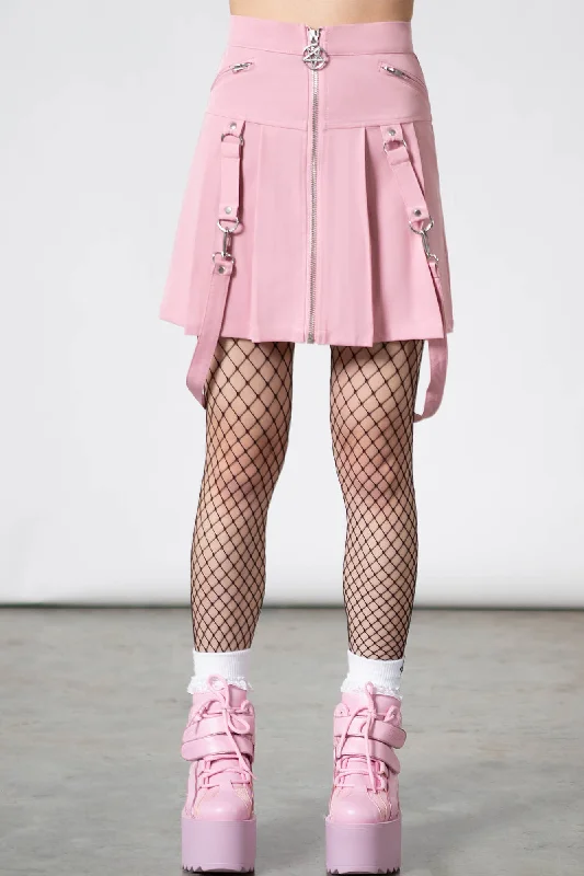 Women's Ruffled Back Mini Dress-Blaire B*tch Mini Skirt [PASTEL PINK]