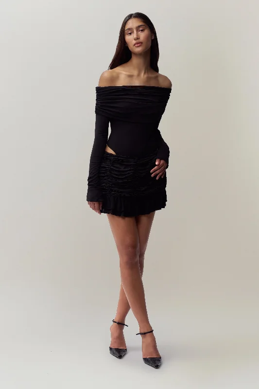 Women's V-neck Satin Mini Dress-Blume Mini Skirt