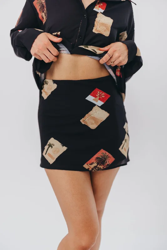 Women's Casual Pleated Mini Dress-Cozumel Mini Skirt in Black