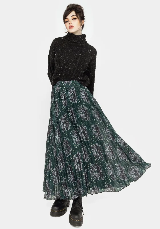 Women's Satin Back Maxi Dress-Cailleach Pleated Maxi Skirt