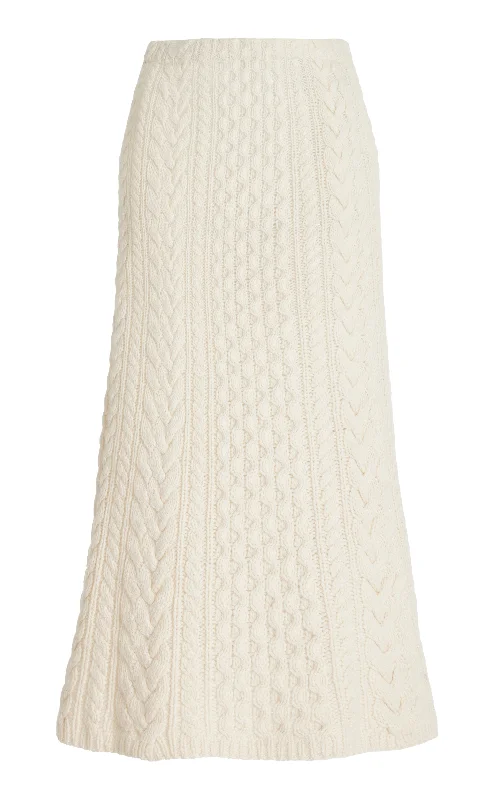 Women's Silk Sleeveless Midi Dress-Callum Knit Midi Skirt in Ivory Cashmere