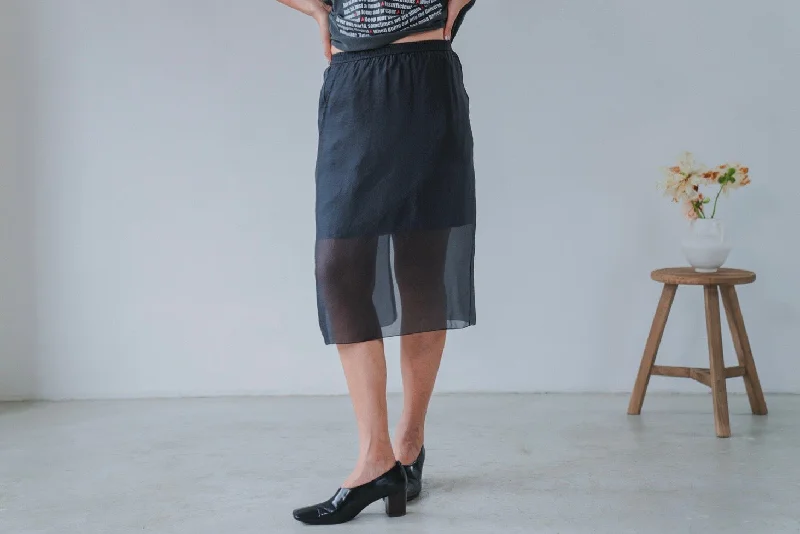 Women's Open Back Bodycon Midi Dress-CHARCOAL MESH MIDI SKIRT 👍🏼 *LAST 2*