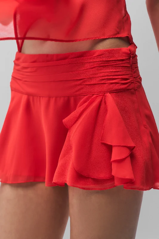 Women's Fitted Wrap Mini Dress-Chiffon Slit Mini Skirt