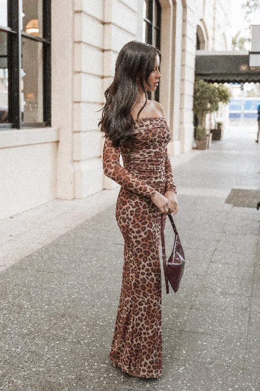 Women's Tunic Maxi Dress-Cici Maxi Skirt - Leopard