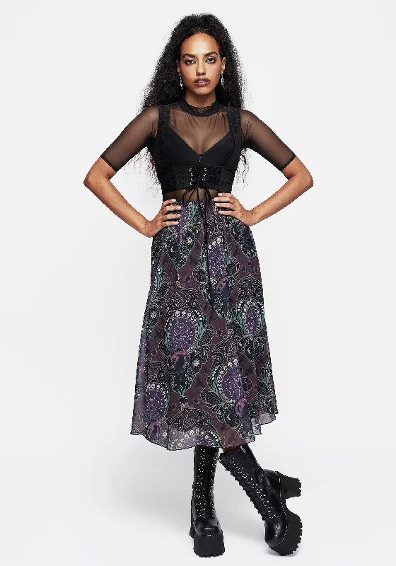 Women's Light Wool Midi Dress-Clarette Chiffon Layered Midi Skirt
