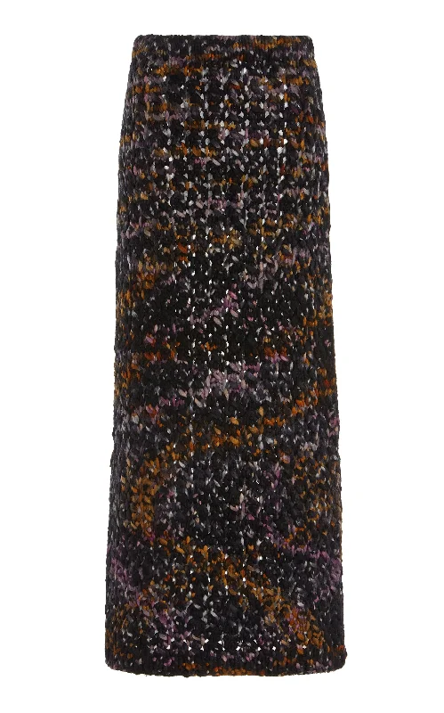 Women's Oversized Sleeve Midi Dress-Collin Knit Midi Skirt in Space Dye Black Multi Welfat Cashmere Women's Oversized Sleeve Midi Dress-Collin Knit Midi Skirt in Space Dye Black Multi Welfat Cashmere