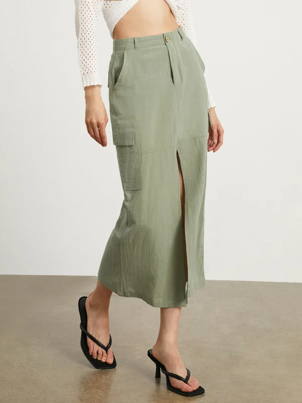 Women's V-neck Spaghetti Strap Maxi Dress-BerryBetty - Cotton Cargo Maxi Skirt