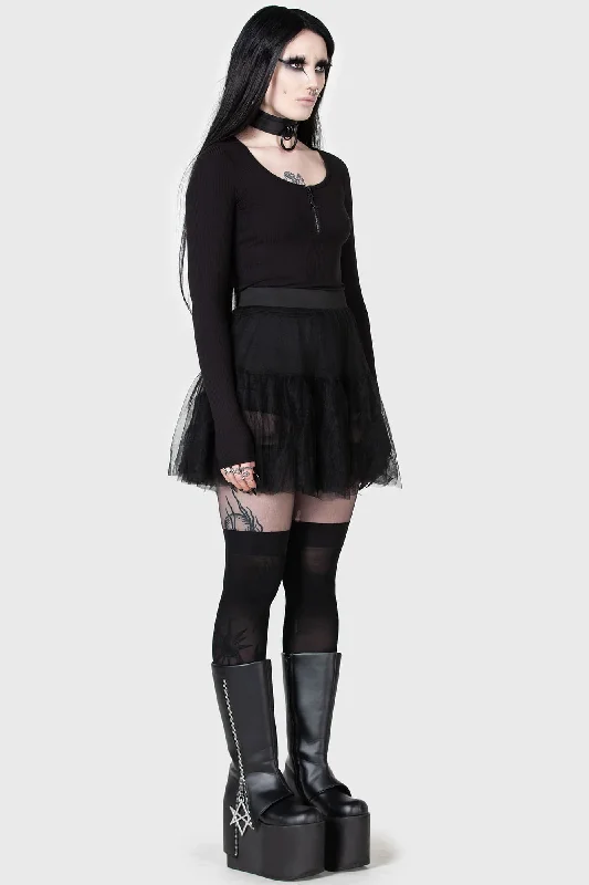 Women's Off-shoulder Tulle Mini Dress-Dance All Night Mini Skirt