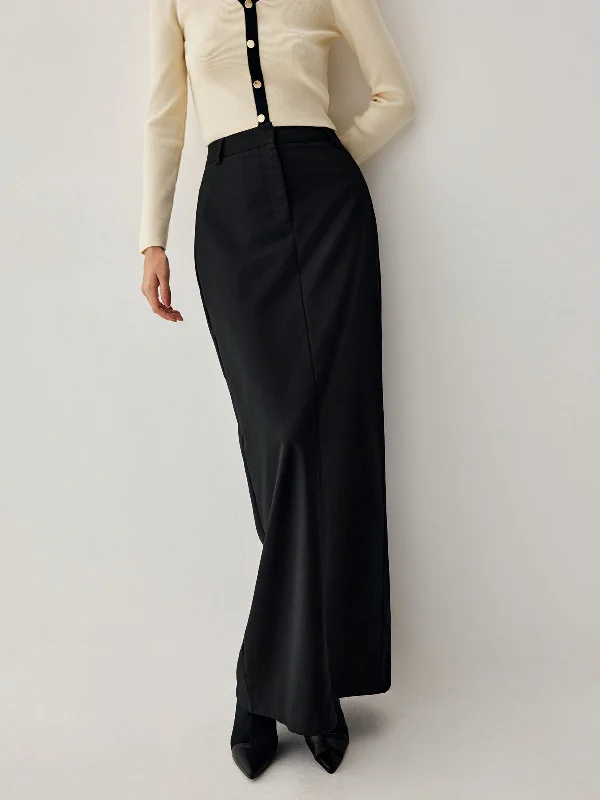Women's Cocktail Maxi Dress-BerryBetty - Double Pockets High Waist Maxi Skirt