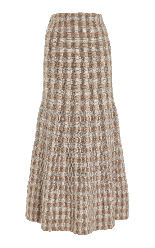 Women's Pink Maxi Dress-Drew Knit Maxi Skirt in Ivory Multi Cashmere