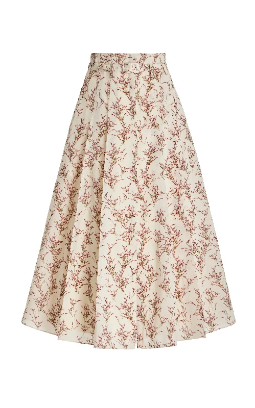 Women's Oversized Midi Dress-Dugald Pleated Midi Skirt in Ivory Multi Wool