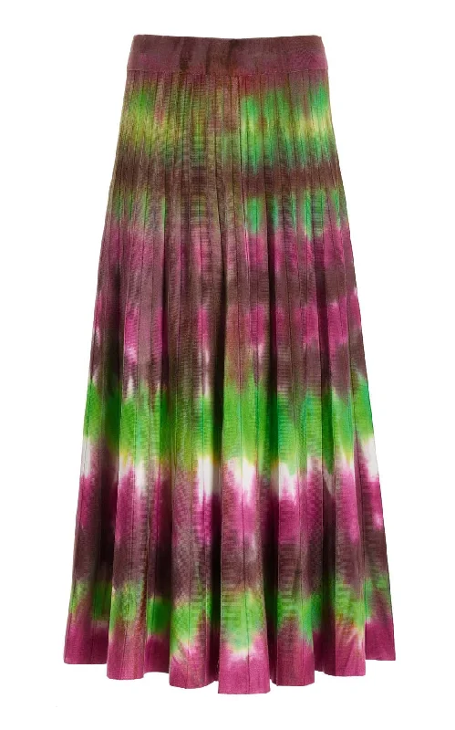Women's Blouson Waist Midi Dress-Ella Knit Midi Skirt in Jewel Tie Dye Cashmere