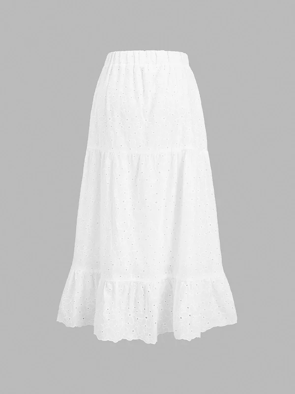 Women's Beachy Wrap Maxi Dress-BerryBetty - Embroidered Floral Eyelet Maxi Skirt