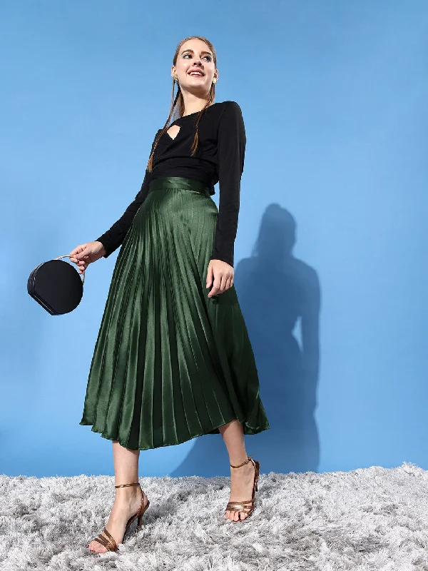 Women's Sleeveless Bodycon Midi Dress-Pleated Midi Skirt