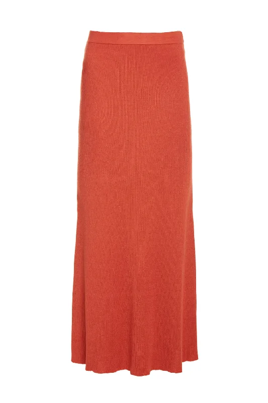 Women's Wrap-front Midi Dress-Epper Knit Midi Skirt in Spice Cashmere Silk