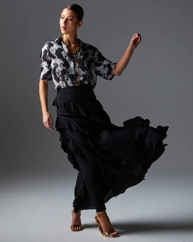Women's Knitted Maxi Dress-Fate Loyal Maxi Skirt Black