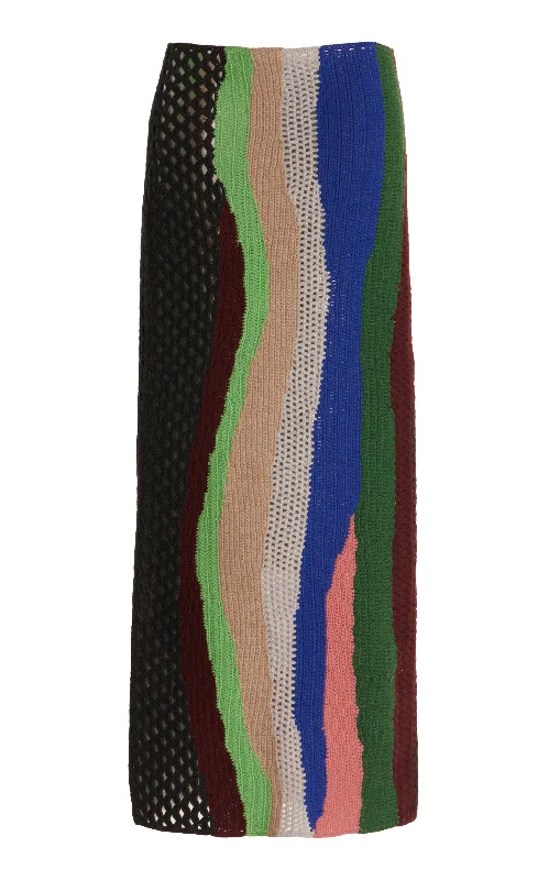Women's Bohemian Striped Maxi Dress-Fatima Crochet Maxi Skirt in Multi Cashmere
