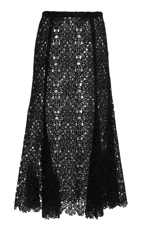 Women's Bodycon Halter Maxi Dress-Florence Maxi Skirt in Black Cashmere Lace