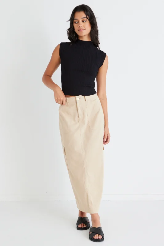 Women's Loose Fit Midi Dress-Frank Stone Cotton Utility Midi Skirt