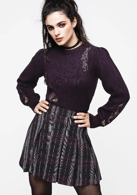 Women's Satin Bow Mini Dress-Gambit Check Pleated Mini Skirt