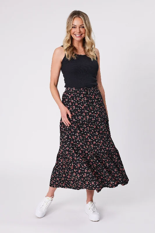 Women's Color-block Maxi Dress-Gloss by Shine On Sharma Maxi Skirt Ditsy Print Black