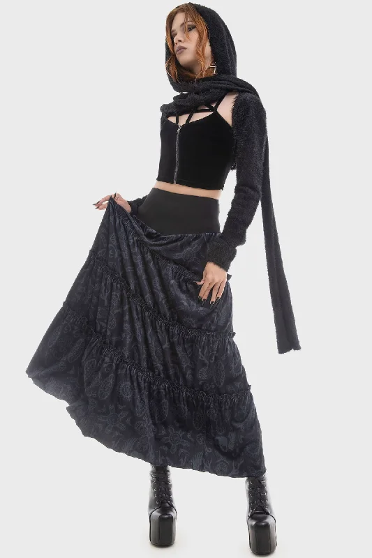 Women's Ruched Waist Maxi Dress-Half Vamp Maxi Skirt
