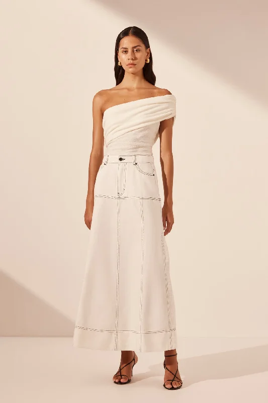 Women's Flowing Midi Dress-HANA PANELLED MIDI SKIRT