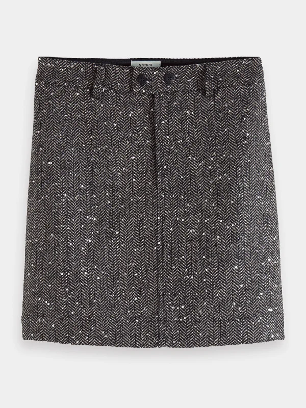 Women's Halter Neck Mini Dress-Herringbone sequin mini skirt