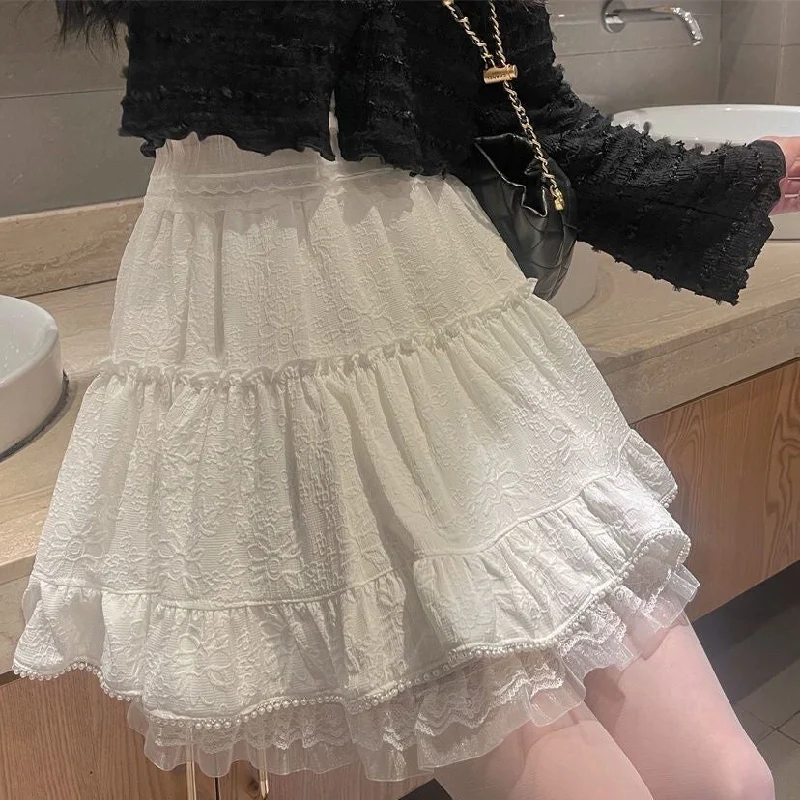 Women's High Neck Mini Dress-KittenAlarm - High Waist Sexy Lace Kawaii Mini Skirts