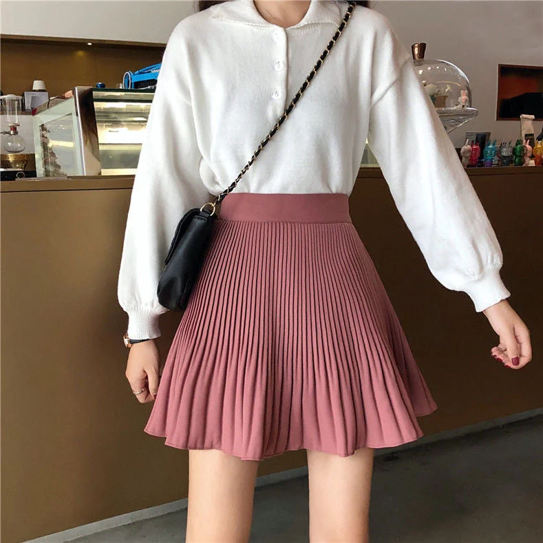 Women's Cowl Neck Mini Dress-KittenAlarm - High Waist Solid A-Line Mini Skirts