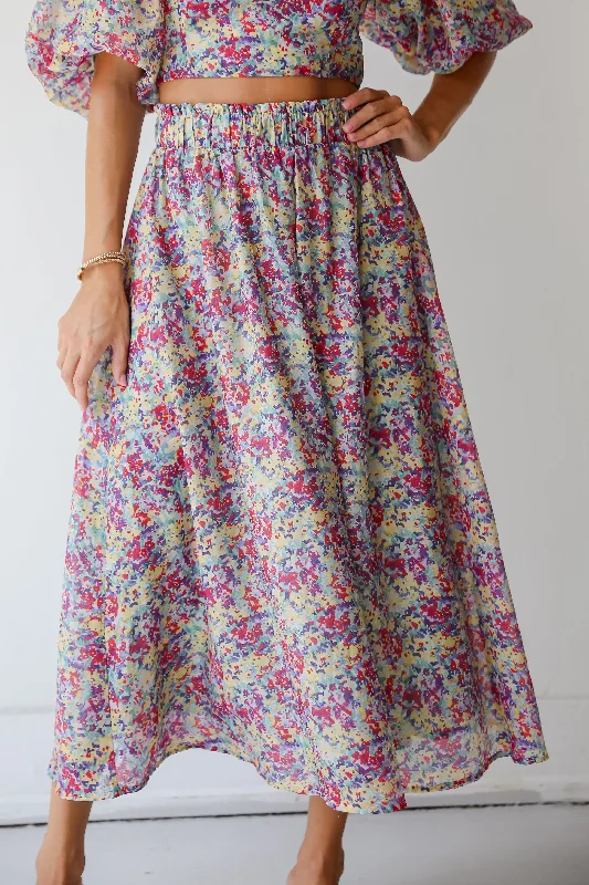 Women's Sleeveless Shift Midi Dress-FINAL SALE - Instantly Perfect Multicolored Floral Midi Skirt Women's Sleeveless Shift Midi Dress-FINAL SALE - Instantly Perfect Multicolored Floral Midi Skirt