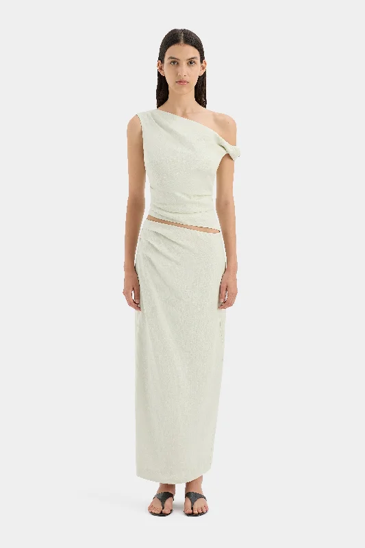 Women's Bateau Neck Midi Dress-Iris Asymmetric Midi Skirt