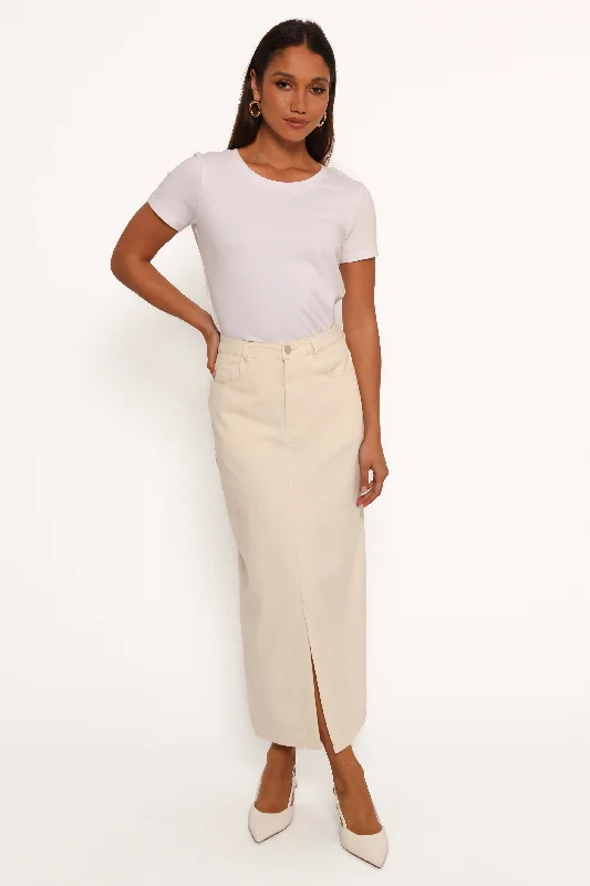 Women's Waist Tie Floral Midi Dress-Kellen Corduroy Midi Skirt - Cream