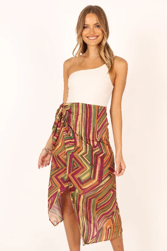 Women's Boat Neck Midi Dress-Kiela Midi Skirt - Vintage Royale